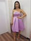 Simple Straight Neck A-line Satin Short Homecoming Dresses Online, HD0696