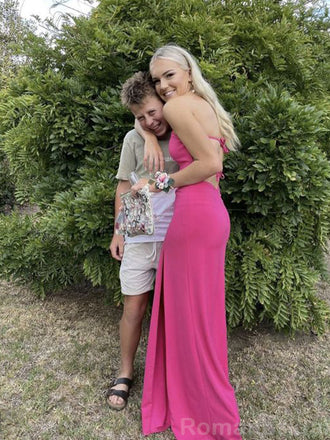 Simple Straight Mermaid Sleeveless Side Slit Azalea Evening Prom Dress Online, OL100