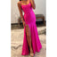 Elegant Spaghetti Straps Mermaid Side Slit Satin Long Bridesmaid Dresses Online, BG652