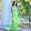 Elegant Sweetheart Mermaid Side Slit Lime Green Satin Long Bridesmaid Dresse, BG416