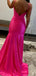 Elegant Spaghetti Straps Mermaid Side Slit Satin Long Bridesmaid Dresses Online, BG652