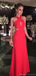 Elegant Halter A-line Watermelon Long Evening Prom Dress Online, OL120