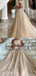 Elegant One Shoulder A-line Champagne Long Evening Prom Dress for Women, OL065