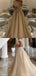 Elegant One Shoulder A-line Champagne Long Evening Prom Dress for Women, OL065