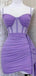 Elegant Spaghetti Straps Mermaid Illusion Lilac Jersey Short Homecoming Dresses Online, HD0721