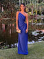 Sexy One Shoulder A-line Sleeveless Royal Blue Evening Prom Dress Online, OL102