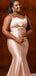 Simple Spaghetti Strap Sweetheart Mermaid Peach Long Satin Bridesmaid Dresses, BG517