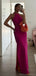 Elegant Halter A-line Fuchsia Long Evening Prom Dress Online, OL121