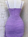 Elegant Spaghetti Straps Mermaid Illusion Lilac Jersey Short Homecoming Dresses Online, HD0721