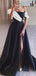 Elegant Off Shoulder A-line Satin Side Slit Long Prom Dress Online, OL270