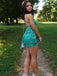 Simple Spaghetti Straps Mermaid Velvet Turquoise Homecoming Dresses Online, HD0778