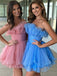 Elegant A-line Organza Blue Dusty Rose Short Homecoming Dresses Online, HD0770