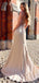 Simple Spaghetti Straps V-neck Mermaid Satin Taupe Bridesmaid Dresses, BG531