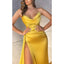 Elegant Satin V-neck Mermaid Side Slit Long Marigold Bridesmaid Dresses Online, BG631