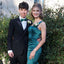 Elegant Square Neck Mermaid Satin Emerald Bridesmaid Dresses Online, BG736