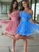 Elegant A-line Organza Blue Dusty Rose Short Homecoming Dresses Online, HD0770