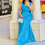 Sparkly Sequins Sleeveless V-neck A-line Long Ocean Blue Bridesmaid Dresses, BG417