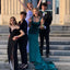 Elegant Square Neck Mermaid Satin Emerald Bridesmaid Dresses Online, BG736