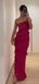 Elegant Mermaid One Shoulder Fuchsia Long Evening Prom Dress Online, OL125