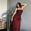 Elegant Spaghetti Straps Mermaid Tulle Black Red Long Bridesmaid Dresses Online, BG806