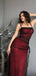 Elegant Spaghetti Straps Mermaid Tulle Black Red Long Bridesmaid Dresses Online, BG806