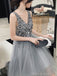 Sparkly V-neck A-line Sleeveless Sequins Short Homecoming Dresses Online, HD0697