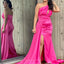 Elegant One Shoulder Mermaid Side Slit Azalea Bridesmaid Dresses with Trailing, BG482