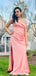 Elegant One Shoulder Mermaid Flamingo Bridesmaid Dresses, BG418