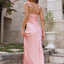 Simple V-neck Spaghetti Straps Mermaid Blushing Pink Long Satin Bridesmaid Dresses, BG534