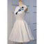 Elegant Jewel A-line White Short Satin Homecoming Dresses Online, HD0677