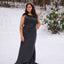 Elegant One Shoulder Mermaid Black Long Bridesmaid Dresses Online, BG420