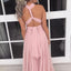 Elegant Halter Sleeveless A-line Chiffon Pink Bridesmaid Dresses, BG546