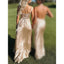 Elegant Straps Straight Neck A-line Side Slit Satin Taupe Long Bridesmaid Dresses Online, BG794