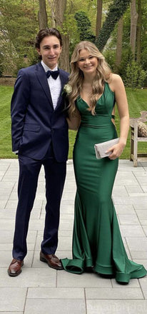 Elegant V-neck Mermaid Dark Green Long Evening Prom Dress Online, OL133