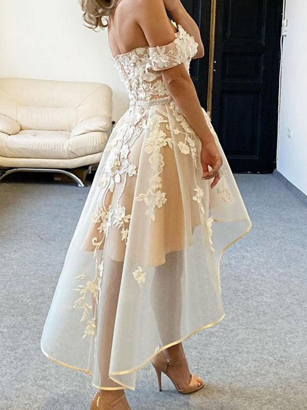 Elegant Off Shoulder A-line Tulle Short Homecoming Dresses Online, HD0711