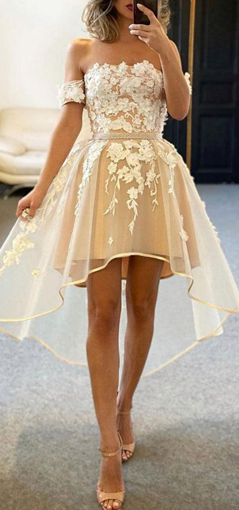 Elegant Off Shoulder A-line Tulle Short Homecoming Dresses Online, HD0711