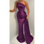 Elegant Asymmetric Mermaid Satin Long Grape Bridesmaid Dresses with Trailing, BG609