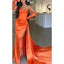 Elegant V-neck Mermaid Side Slit Satin Long Bridesmaid Dresses with Trailing, BG656