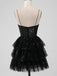 Sparkly Spaghetti Straps V-neck A-line Black Sequins Homecoming Dresses Online, HD0742