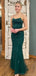Simple Spaghetti Straps Straight Neck Mermaid Dark Green Long Evening Prom Dress Online, OL140