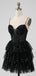 Sparkly Spaghetti Straps V-neck A-line Black Sequins Homecoming Dresses Online, HD0742