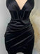 Elegant V-neck Straps Mermaid Short Satin Homecoming Dresses Online, HD0733