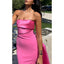 Elegant Satin Straight Neck Mermaid Long Bridesmaid Dresses with Trailing, BG634