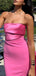 Elegant Satin Straight Neck Mermaid Long Bridesmaid Dresses with Trailing, BG634