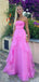 Gorgeous Straight Neck A-line Chiffon Pink Long Evening Prom Dress Online, OL141