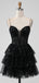 Sparkly Spaghetti Straps V-neck A-line Black Sequins Homecoming Dresses Online, HD0742