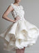 Elegant A-line Jewel Tulle Applique Ivory Short Homecoming Dresses Online, HD0662