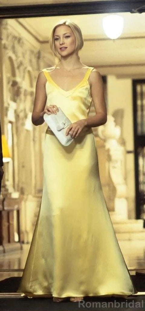 Gorgeous Straps Mermaid Backless Lemon Long Evening Prom Dress Online, OL142