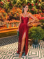 Elegant Sweetheart A-line Sleeveless Burgundy Long Evening Prom Dress with Side Slit, OL116