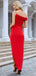 Elegant One Shoulder Mermaid Side Slit Satin Red Bridesmaid Dresses Online, BG782